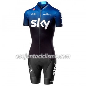 Conjunto Maillot + Culotte Corto 2019 Team Sky Mujer N001